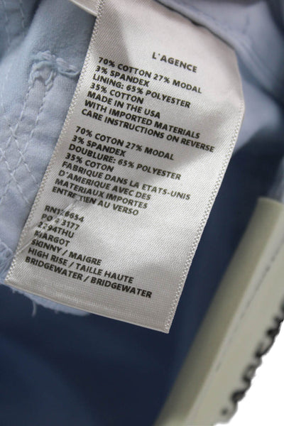 L'Agence Women Skinny Jeans Blue Cotton Blend Button Fly Size 24