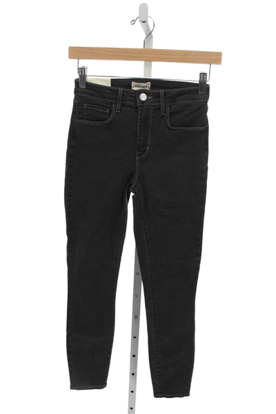 L'Agence Womens Skinny Jeans Gray Cotton High Rise Button Size 25