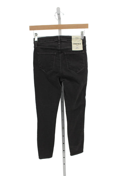 L'Agence Womens Skinny Jeans Gray Cotton High Rise Button Size 25