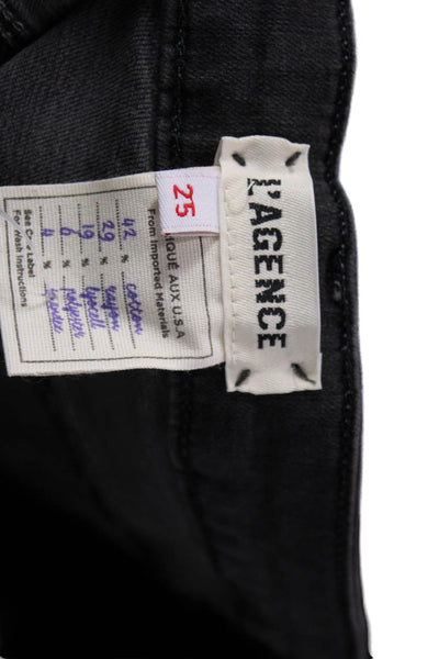 L'Agence Womens Skinny Jeans Gray Cotton High Rise Button Size 25