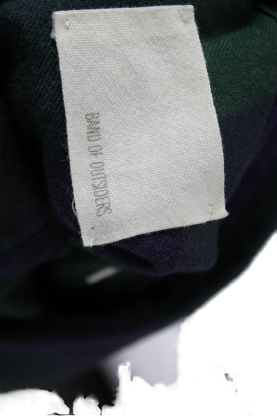 Band Of Outsiders Women Green Plaid Collared Button-Up Top Size 1