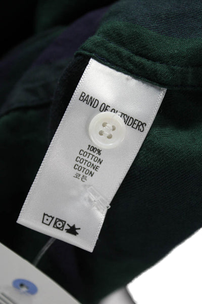 Band Of Outsiders Women Green Plaid Collared Button-Up Top Size 1