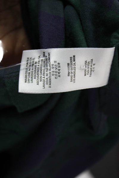 Band Of Outsiders Women Green Plaid Collared Button-Up Top Size 1