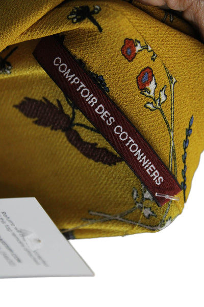 Comptoir Des Cotonniers Womens Yellow Floral Shirt Dress Long Sleeve Size M