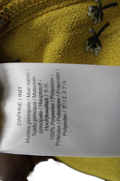 Comptoir Des Cotonniers Womens Yellow Floral Shirt Dress Long Sleeve Size M