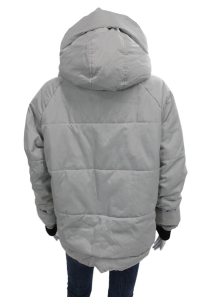 Bagatelle Womens Gray Puffer Jacket Zip Polyester Long Sleeve Size S
