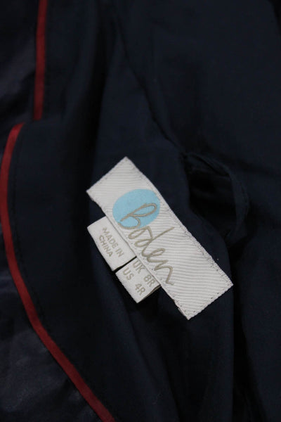 Boden Women Puffer Jacket Blue Polyester Button Long Sleeve Size 4