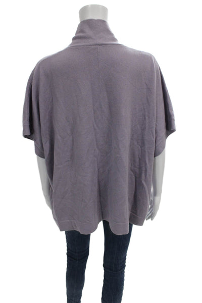 Amina Rubinacci Women Cashmere Purple Cowl Neck Short Sleeve Pullover Size 44