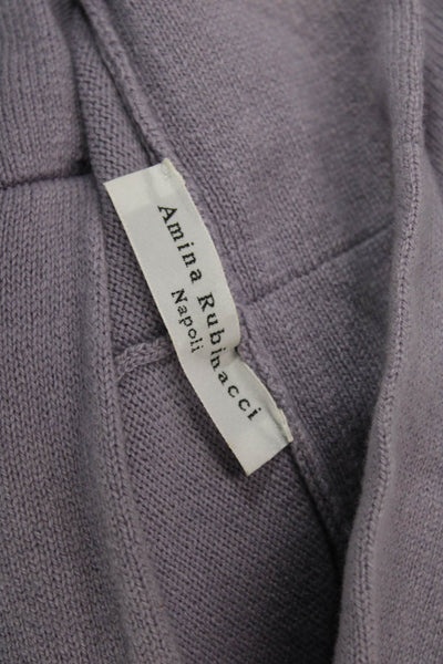 Amina Rubinacci Women Cashmere Purple Cowl Neck Short Sleeve Pullover Size 44
