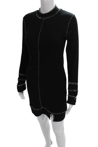 Free People Womens Mini Black Long Sleeve Mock Neck Dress Size S
