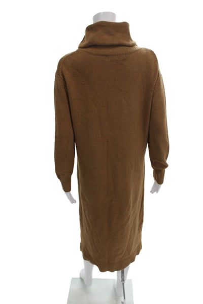 Caara Women Sweater Dress Brown Cowl Neck Long Sleeve Mid Calf Size M