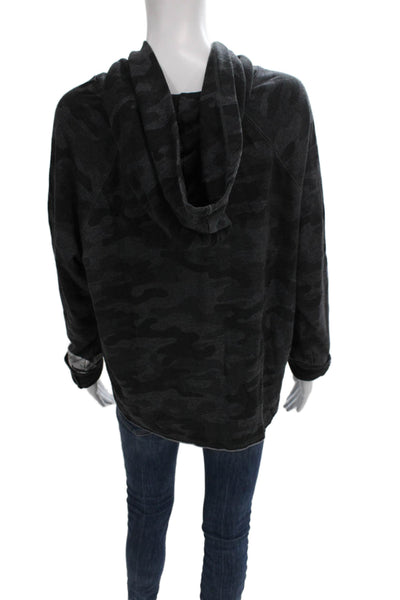 Sundry Womens Pullover Hoodie Camouflage Gray Viscose Long Sleeve Size S