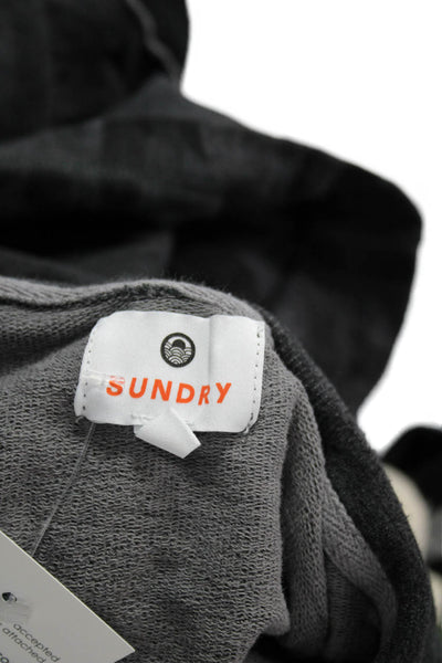 Sundry Womens Pullover Hoodie Camouflage Gray Viscose Long Sleeve Size S