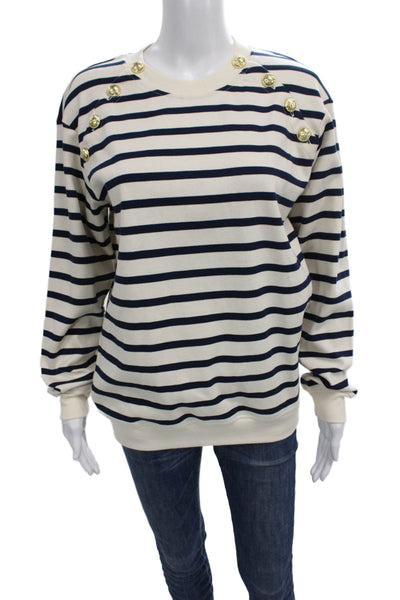 Derek Lam 10 Crosby Women Cotton Striped Nautical Pullover Long Sleeve Size M