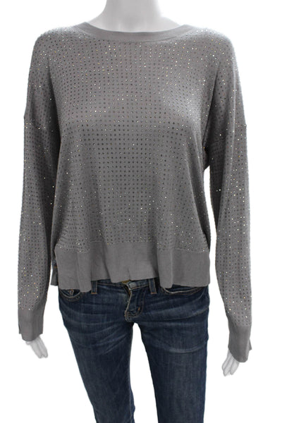 Zara Women Pullover Sweater Gray Viscose Long Sleeve Round Neck Size S