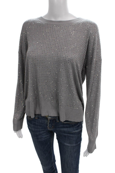 Zara Women Pullover Sweater Gray Viscose Long Sleeve Round Neck Size S