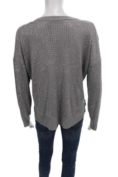 Zara Women Pullover Sweater Gray Viscose Long Sleeve Round Neck Size S