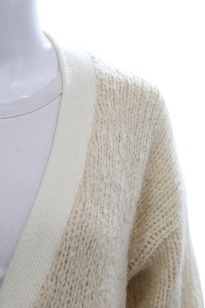 Naadam Women Ivory V-Neck Cashmere Wool Cardigan Long Sleeve Size S