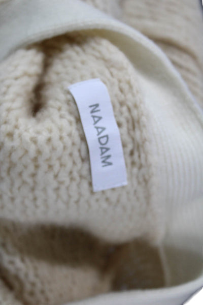 Naadam Women Ivory V-Neck Cashmere Wool Cardigan Long Sleeve Size S