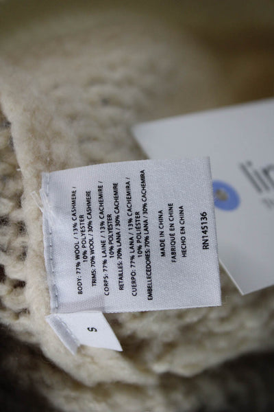 Naadam Women Ivory V-Neck Cashmere Wool Cardigan Long Sleeve Size S