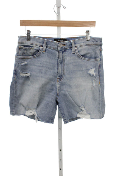 Hudson Womens Biker Shorts Blue Cotton Button Closure Size 29