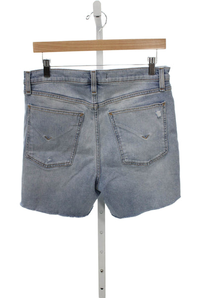 Hudson Womens Biker Shorts Blue Cotton Button Closure Size 29