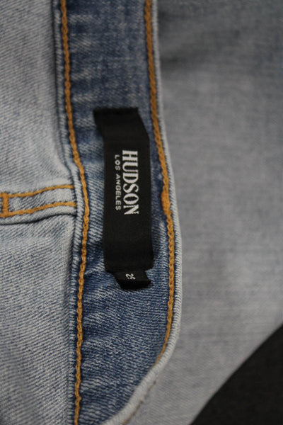 Hudson Womens Biker Shorts Blue Cotton Button Closure Size 29