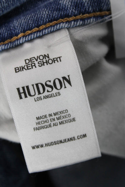 Hudson Womens Biker Shorts Blue Cotton Button Closure Size 29