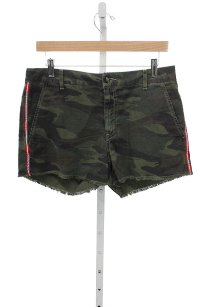 Sundry Womens Cut-Off Camouflage Multicolor Shorts Cotton Button Summer Size 29
