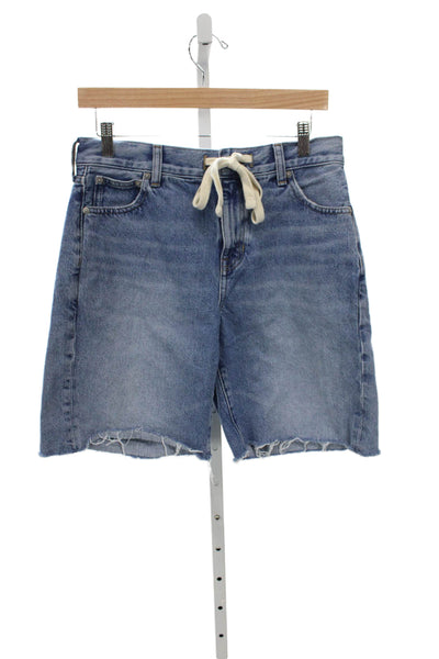 J Crew Women Blue Cut-Off Cotton Shorts Button Size 27