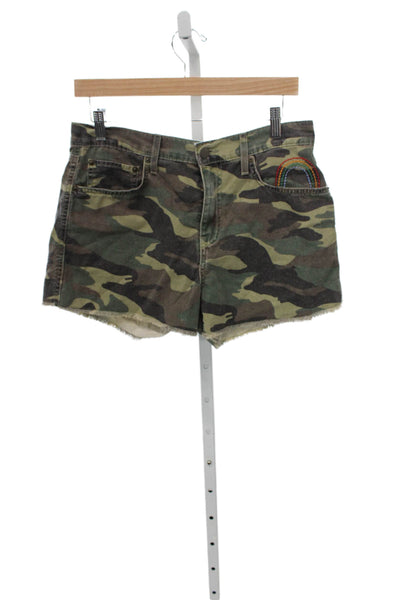 Sundry Women Cut-Off Rainbow Camo Cotton Shorts Size 29