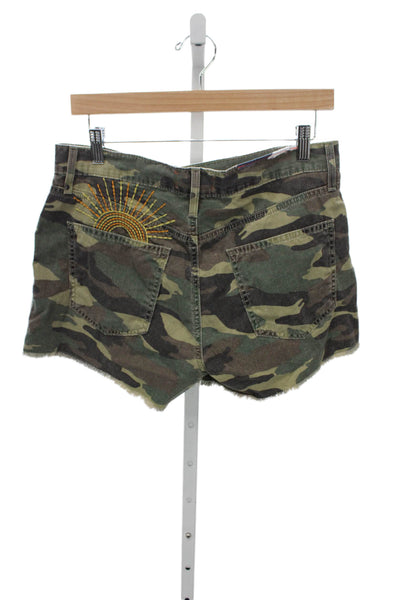 Sundry Women Cut-Off Rainbow Camo Cotton Shorts Size 29