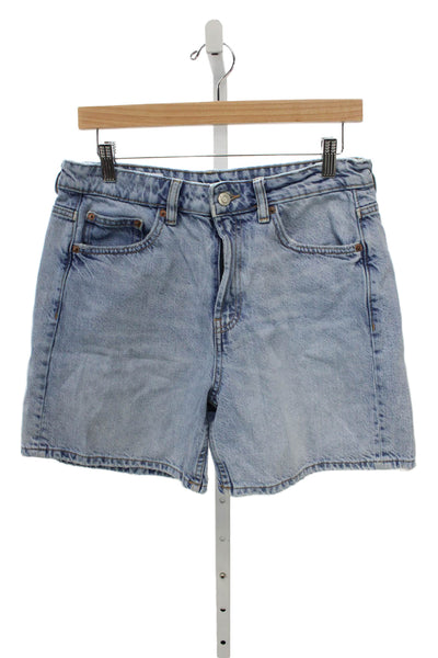 Zara Womens Mom Denim Shorts Blue Button Size 8