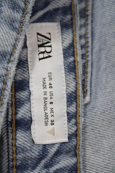 Zara Womens Mom Denim Shorts Blue Button Size 8