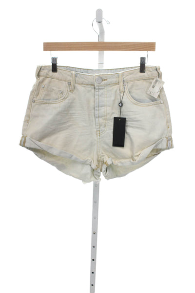 One Teaspoon Womens Cut-Off Cotton Shorts Beige Size 28