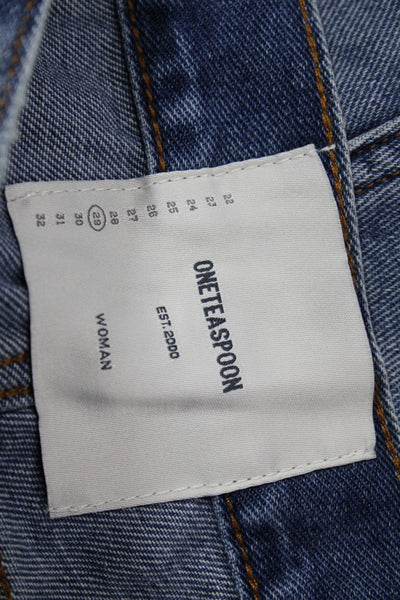 One Teaspoon Women Cut-Off Cotton Shorts Blue Button Size 29
