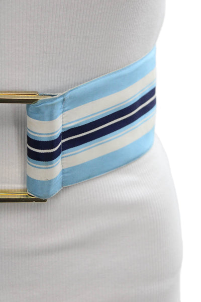 J. Mclaughlin Womens Striped Double Ring Belt Blue Size M