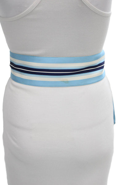 J. Mclaughlin Womens Striped Double Ring Belt Blue Size M