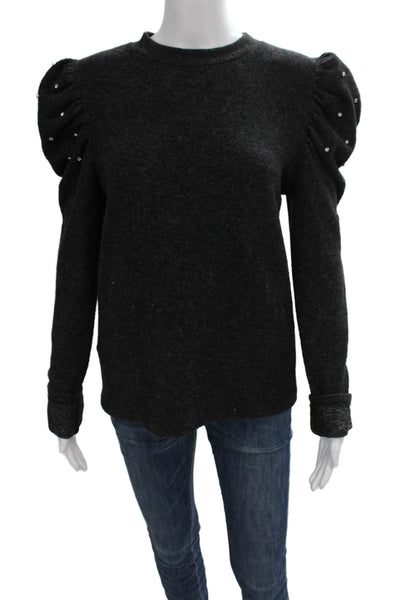 Zara Women Pullover Wool Crew Neck Long Sleeve Sweater Gray Size L