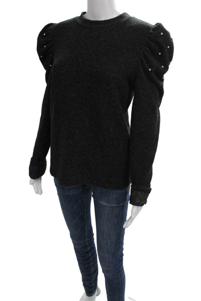 Zara Women Pullover Wool Crew Neck Long Sleeve Sweater Gray Size L