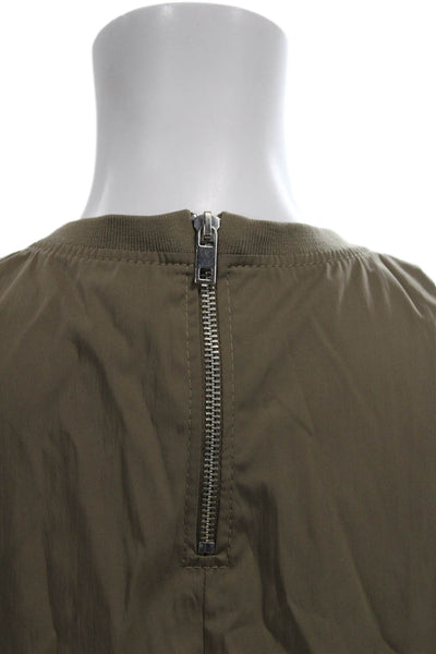 Zara Women Cropped Tank Green High Neck Sleeveless Cotton Zip Size S