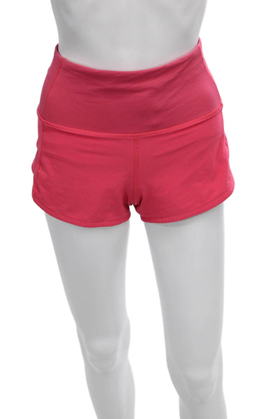 Lululemon Women Athletic Pink Polyester Zip Shorts Size 2