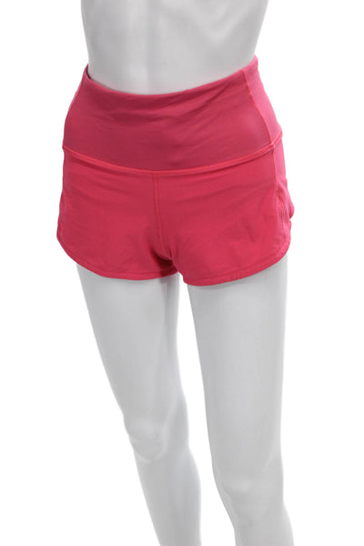 Lululemon Women Athletic Pink Polyester Zip Shorts Size 2