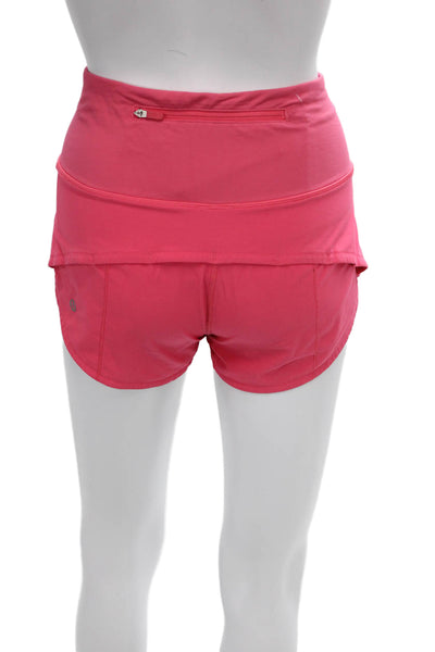 Lululemon Women Athletic Pink Polyester Zip Shorts Size 2