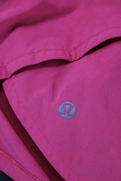 Lululemon Women Athletic Pink Polyester Zip Shorts Size 2