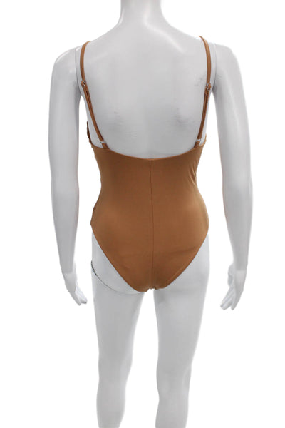 Dippin Daisys Womens Brown Solid Swimwear One Piece Nylon Spandex Size S