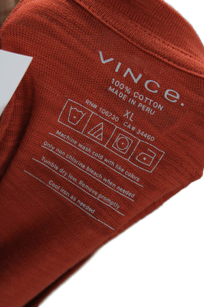 Vince Mens Basic Solid V-Neck Short Sleeve Cotton T-Shirt Orange Size XL
