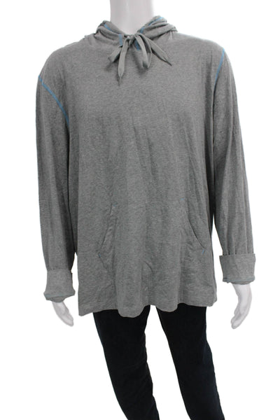 Robert Graham Mens Pullover Hoodie Gray Cotton Modal Blend Drawstring Size XL