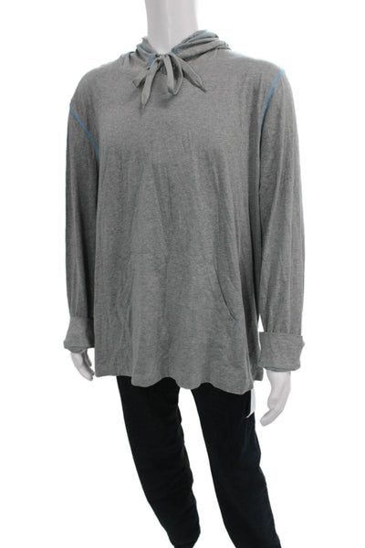 Robert Graham Mens Pullover Hoodie Gray Cotton Modal Blend Drawstring Size XL