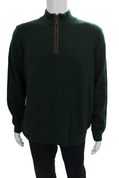 J. Mclaughlin Mens Pullover Cashmere Mock Neck Sweater Green Size L